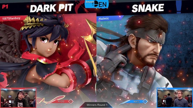 Thumbnail of the stream overlay for the set 2019 SmashDEN Invitational, Winners Round 1, halmic vs RYOO